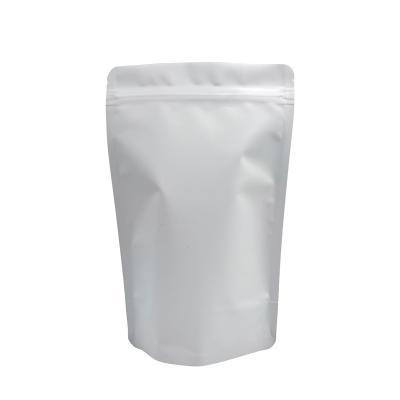 China Foil Coated Matte White Stand Up Pouch Packaging for Food with Zipper and Tear Notch for sale