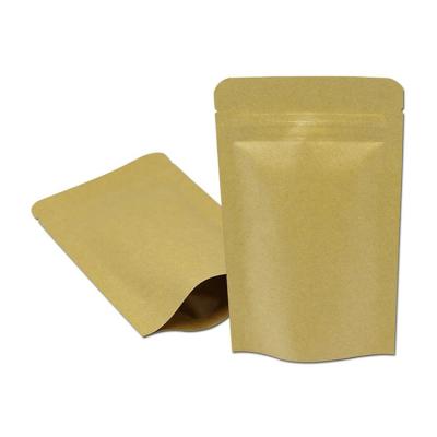 China Custom Light Proof Aluminium Foil Laminated Brown Kraft Paper Stand Up Pouches for Tea Leaves Coffee Bean Food Packaging for sale