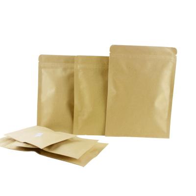 China Aluminum Foil Lined Heat Sealable Kraft Paper Flat Zipper Pouch for Coffee Bean Tea Leaves Snacks Food Packaging for sale