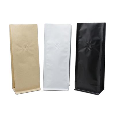 China 0.5lb 1lb Braun Weiß Schwarz Folie ausgekleidet Flachboden Kraftpapierbeutel mit Zinnband Schließung und Entgasventil zu verkaufen