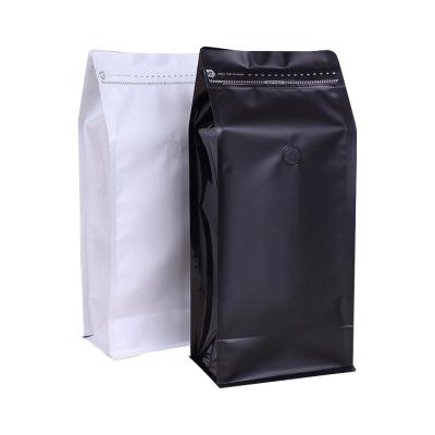 Cina 1lb Bianco Nero Barriera alta Tasca da caffè a fondo piatto Folio in alluminio con serratura a valvola in vendita