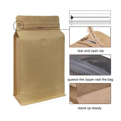 Cina Premium One Way Degassing Flat Bottom Brown Paper Bag 0.25lb 0.5lb 1lb 2lb 125g 250g 500g 1kg in vendita