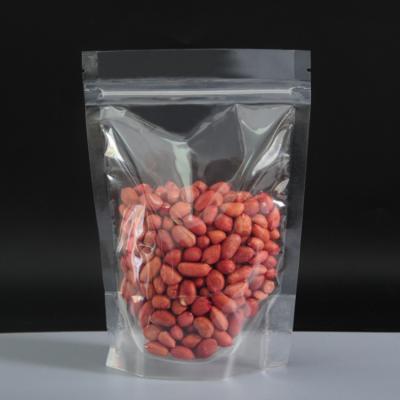 China Customized Transparent Zipper Top Stand Up Pouches with Tear Notch for Food Packaging for sale