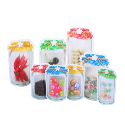 China Custom Printed Heat Sealable Bottle Storage Jar Shaped Plastic Pouches for Food Packaging for sale