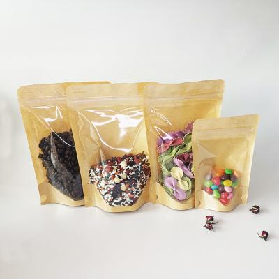 China Clear Front  Back Stand Up Kraft Paper Ziplock Bags 150microns clear stand up pouch bags for sale