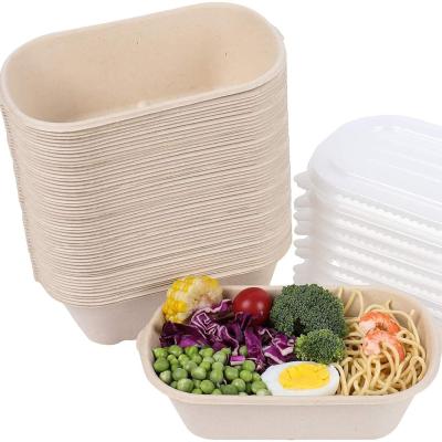 China Household Products 2 Compartment Biodegradable Sugarcane Bagasse Pulp Food Container Take-Out Food Round Container for sale