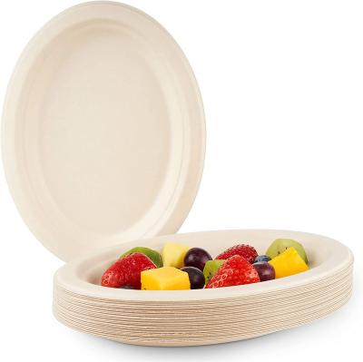 China Biodegradable Sugar Cane Bagasse Compostable Biodegradable Disposable Sugarcane Paper Plate Tableware for sale