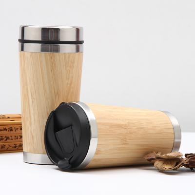 China Wholesale Contemporary Running Wooden Travel Insulated Travel Mug Bamboo Coffee Mug Stainless Steel With Lid for sale