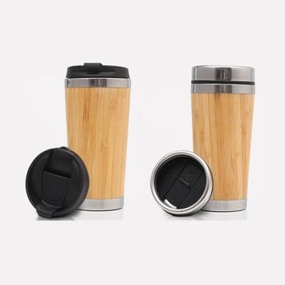 China Contemporary Stainless Steel Water Bottle Bamboo Drinking Fiber Cups Wooden Bamboo Tumbler With Cup Lid for sale