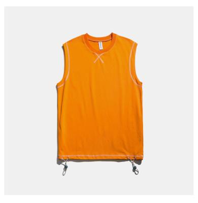 China Custom Gym Vests Men's T-Shirts Anti-pilling Cotton Tank Tops Tank Tops Sleeveless Drawstring for sale