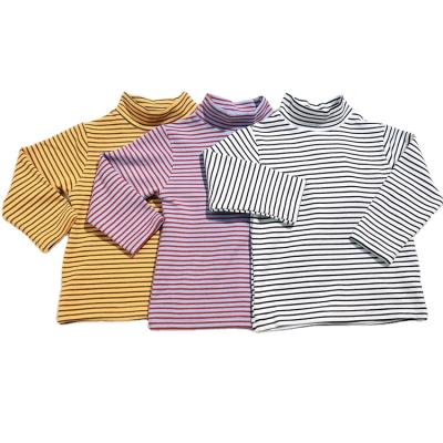 China Cheap Anti-wrinkle OEM Kids Clothing Girls Blouse 3 Colors Zebra Striped Winter Cotton T-shirt factory wholesale for sale