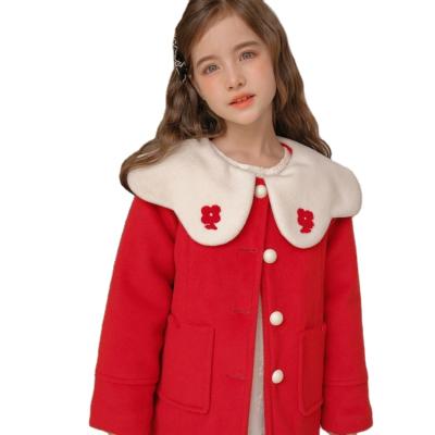 China Wholesale Anti-wrinkle Christmas Kids Clothes Babies Winter Red Flowers Printed Warm Coat Jacket For Kids for sale