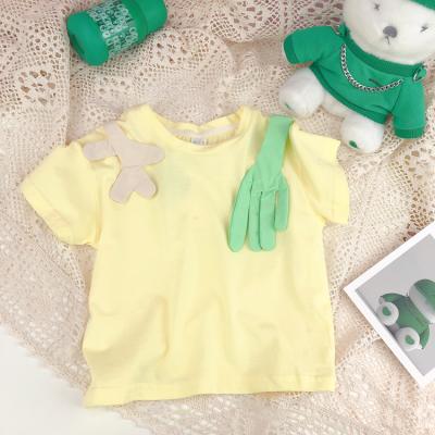 China Yellow Toddler Girls Blouses Shirts Baby Breathable Summer Girl Clothing T-shirts for sale