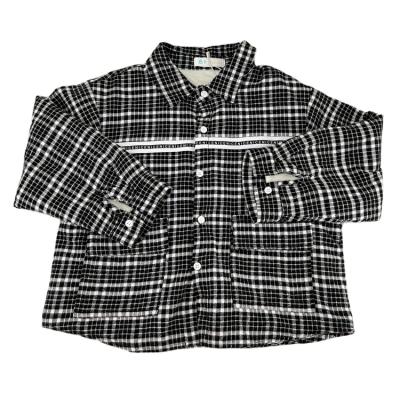 China Wholesale Casual T-shirts Boys Girls Flannel Plaid Shirt Button Baby Black Plaid Shirt Winter Clothes Children Kids Fabrics for sale