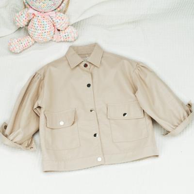 China Breathable PU Material Made Coat With Buttons Pure Color Boys Jacket Coat Spring Summer Children Casual Fur Coat for sale