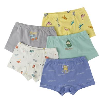 China Fade Proof Color Cute 5 Pack Animal Print Underwear Cotton Cartoon Designs Boys Short Briefs for sale