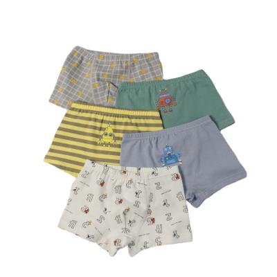 China Color Fade Proof 5Pc Lot Cute Pure Cotton Soft Pure Cotton Boys Boxers Kids Cartoon Colorful Briefs Underwear Boxer for sale