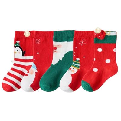 China 5 Pack Baby Kids QUICK DRY Christmas Socks Cotton Blend Christmas Fashion Funny Cartoon Socks for sale