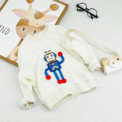 China Breathable Robot Print Wholesale Cartoon Toddler Baby Clothes Boys Girls Sportswear T-shirt Kids Sweatshirts Boys Hoodies White Sweatshirt for sale