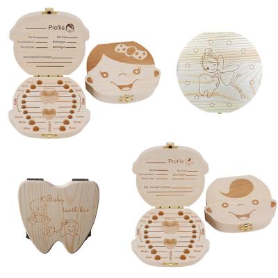 China Europe Kids Keepsake Organizer Gift Cute Children Wooden Tooth Container With Tweezers Baby Kids Tooth Storage Holder Fairy Organizer for sale