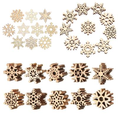 China Europe Wooden Christmas Ornaments Snowflakes Unfinished Perforated Wood Slices Circles For Crafts Around Holiday Decor Hanging Gifts for sale