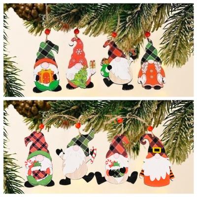 China Europe Christmas Gnomes Ornaments Scandinavian Hanging Gnome Elf Gnome Santa Claus Ornaments Gift Tags Wooden Crafts Wooden for sale