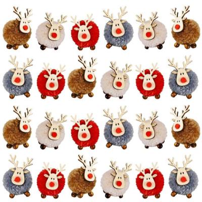 China European Christmas New Elk Deer Pendant Elk Decorative Felt Wooden Craft Christmas Tree Gift Creative Pendant Tree Ornaments December for sale