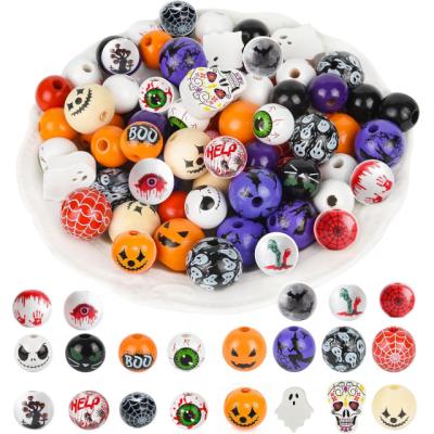 China 20MM Wood Material Mixed Color DIY Beads 20MM Wooden Beads Halloween Decoration Hemp Rope Flow Su DIY Accessories For Jewelry Making for sale