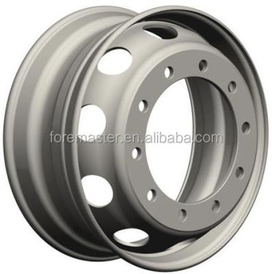 China LOTOUR 22.5x6.00 Steel Bus Wheel Tubeless Steel Rim NC; SHN 10 white silver for sale