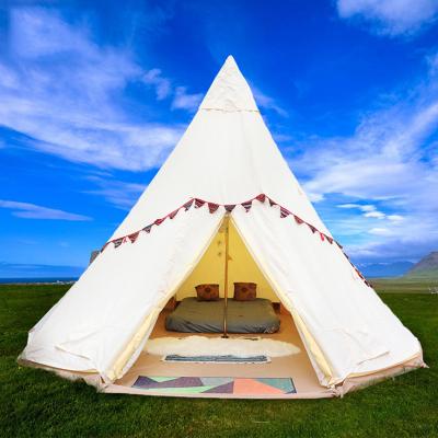 China Diagonal tying type waterproof canvas single pole tent camping teepee tent for party for sale