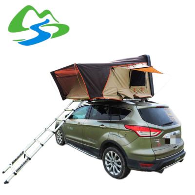 China Straight Tether Type Collapsible Hardtop Shell Car Travel Outdoor Camping Top Tent With Free Ladder for sale