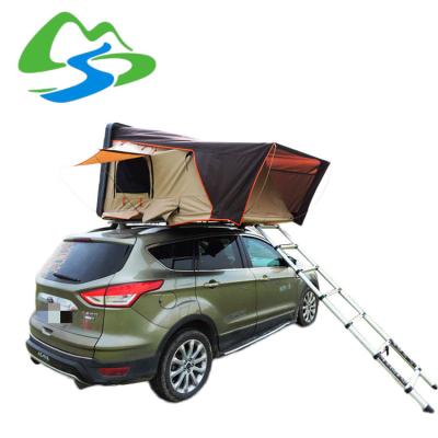 China Straight Tether Type Collapsible Hardtop Shell Car Travel Outdoor Camping Top Tent With Free Ladder for sale