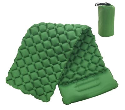 China Rhombic TPU Camping Picnic Beach Inflatable Cushion Mat Tent Sleeping Bag Cushion Nylon Compound Folding Outdoor Bed With Pillow for sale