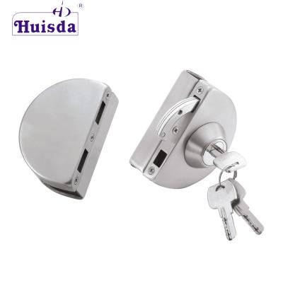 China 304 Stainless Steel Semicircular Central Lock Office Door D Switch Frameless Indoor Outdoor Twisted Frameless Glass Door Lock No Glass Cutout for sale