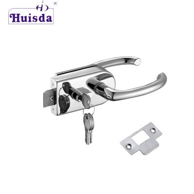 China SS304 Office Room Single Action Swing Frameless Glass Door Lock with Double Lever Handle Cylinder 4 Keys Mortise Lock Security Door for sale