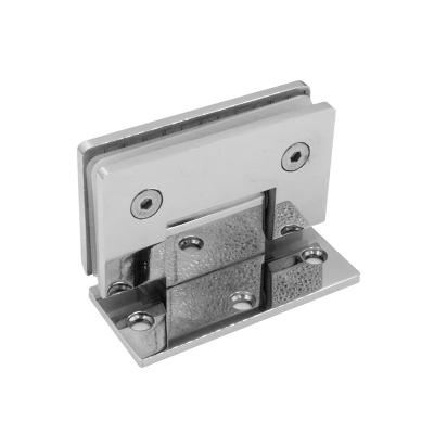 China Modern 90 Degree SS304 Shower Hinge Glass Hinge Frameless Wall To Glass Hinge Inox Glass Flange With Support Base For Shower Enclosure for sale