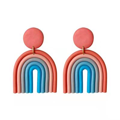 China FASHIONABLE Iridescent Ceramic Earrings Clay Earrings in Geometric U for sale