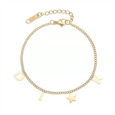 China 2021ins CLASSIC Retro Star Letter Titanium Steel Bracelet Women for sale