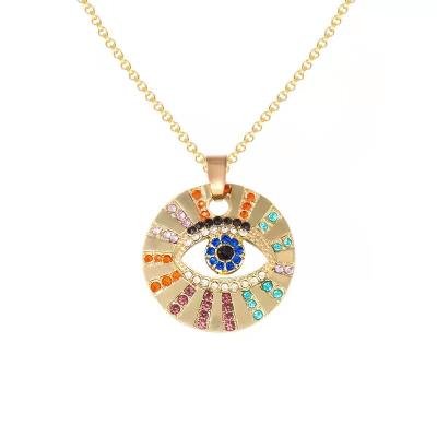 China FASHIONABLE Primitive Tribal Ethnic Style Zircon Colorful Eyes Moon Clavicle Chain Necklace Women for sale