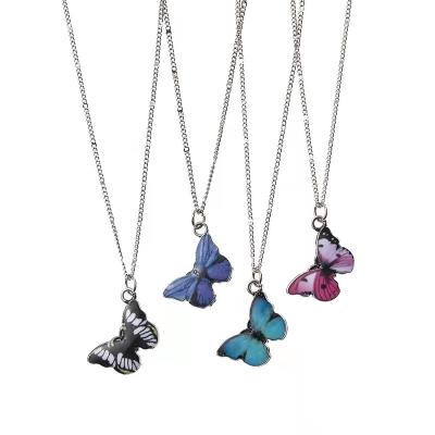 China FASHIONABLE Color Butterfly LISA Same Style Titanium Steel Clavicle Chain Pendant Necklace for sale