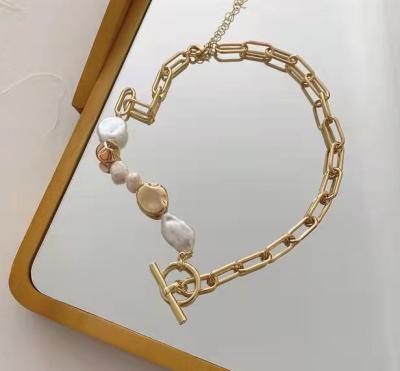 China INS TRENDY Vintage Geometric Bead Chain Necklace for sale