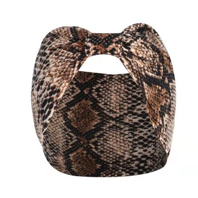 China Japan and factory Korean gypsy subtropical yoga print leopard snakeskin style sports knitting headband women for sale