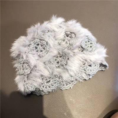 China Fashion\new comfortable\durable autumn and winter woolen crochet rabbit handmade plush knit hat women for sale