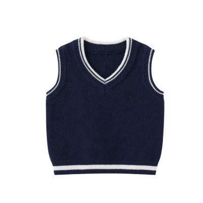 China Wholesale Winter V-Neck Kids Anti-pilling School Vest Sleeveless Vest Uniform Knit Baby Sweater Vest For Boy for sale