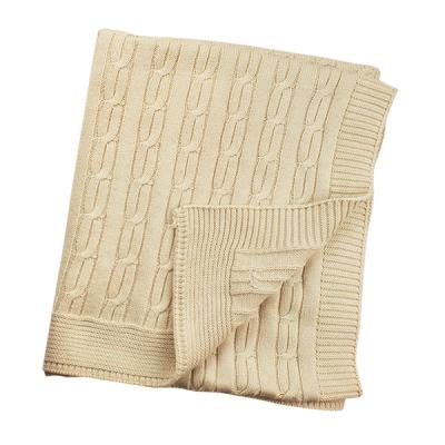 China OEM Custom Baby Wrap Anti-pilling Wrap Cable Knit Super Soft 100% Cotton Blanket For Newborns Baby for sale