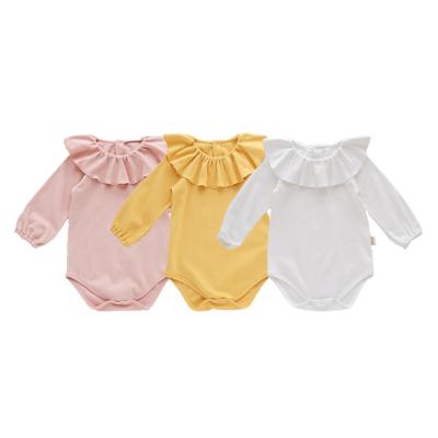 China Custom Baby Romper Baby Clothes Baby Ruffle Collar Cotton Rompers Long Sleeve Soft Babies for sale