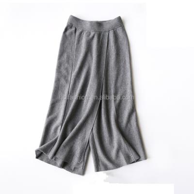 China Breathable popular hotsale mid three quarter waist cropped wide leg pants culottes for sale