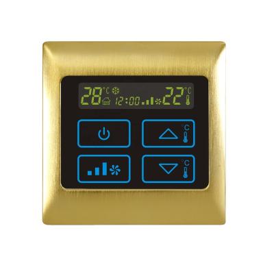 China Good Quality IVOR 220V Air Conditioner Thermostat Digital AC Thermostat Switch SK-AC2000T Satin Gold Metal Middle Frame SK-AC2000T-4P for sale