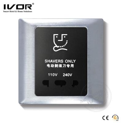 China Metal Frame Shaver Socket Wall Outlet 220V And 110V Shaver Switch for sale