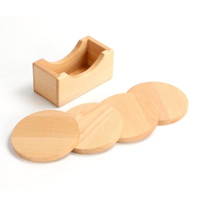 China 2020 Sustainable New Design Party Tableware Beech Wood Place Mats Sets Round Coasters for sale